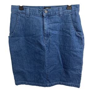 VTG 12P Lee Casuals 100% Cotton Blue Denim Back Slit Skirt